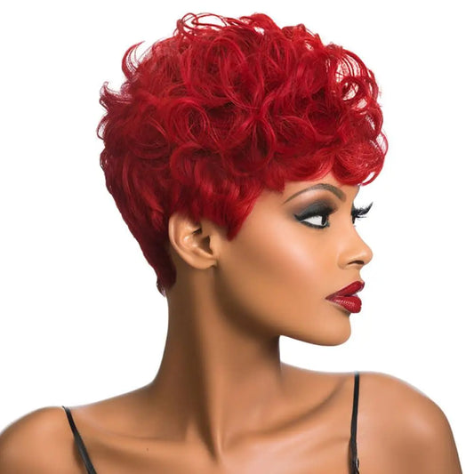 Short Pixie Wigs for Black Women Short Black Curly Pixie Wigs Synthetic Hair Wigs for Black Women Natural Wavy Black Pixie Cut