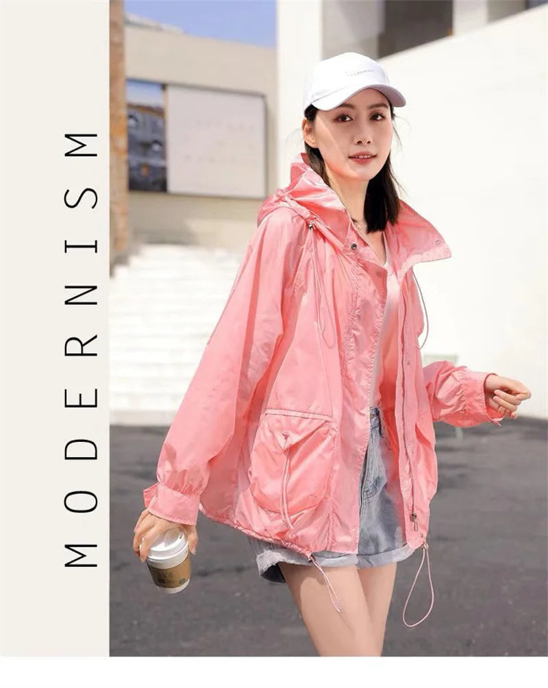 Casual Loose Fit Breathable Hooded Jacket for Women