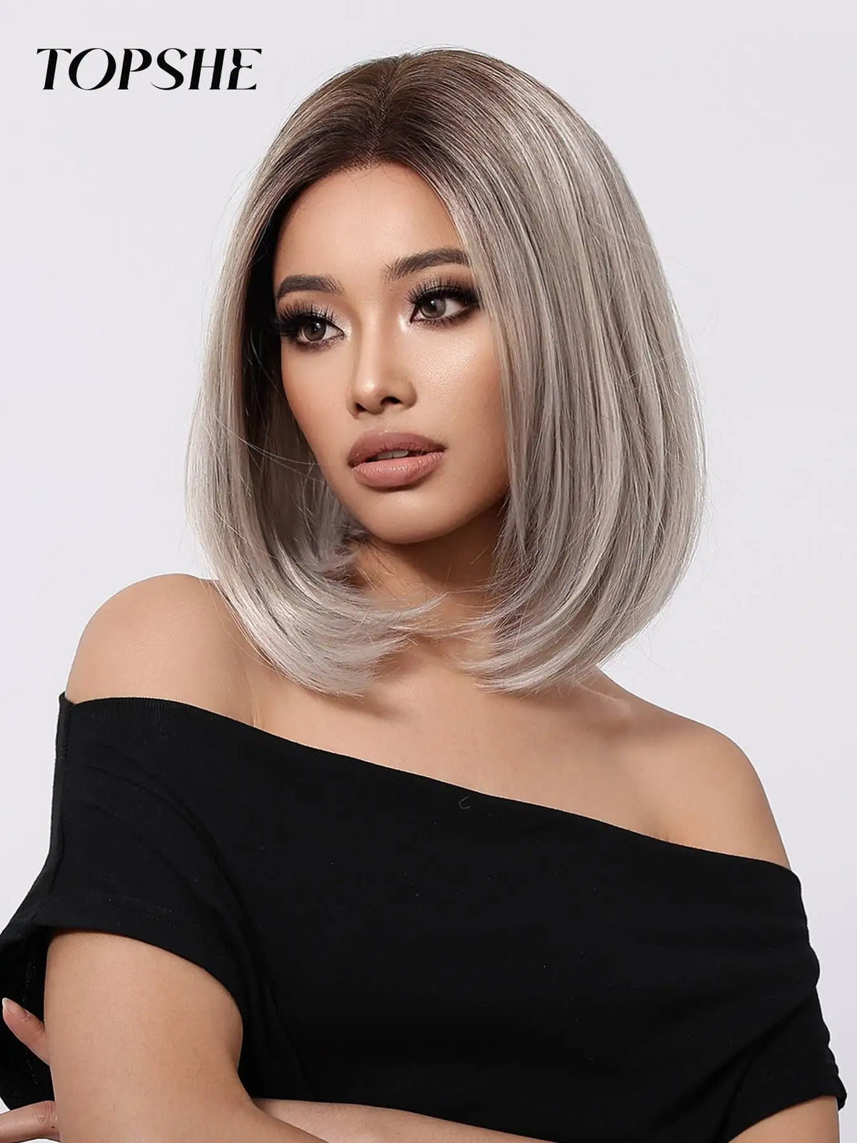 Ombre Blonde Straight Lace Front Bob Wig for Women