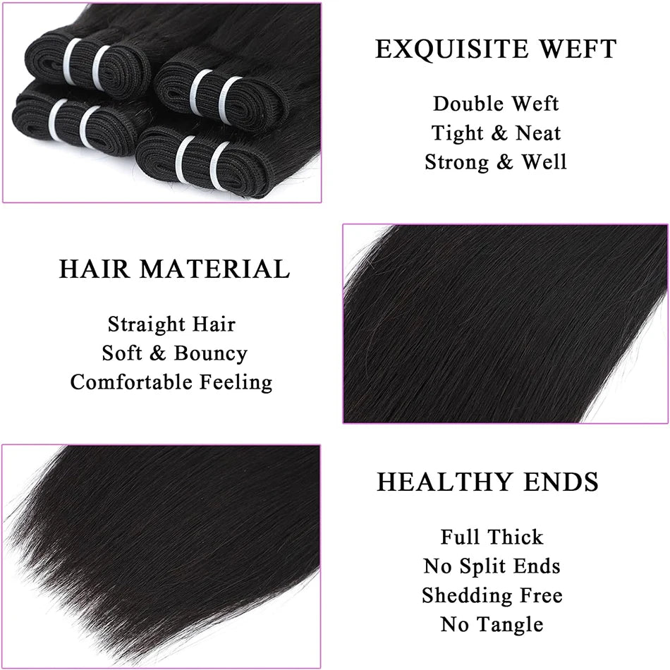Bone Straight Brazilian Virgin Human Hair Bundles for Women