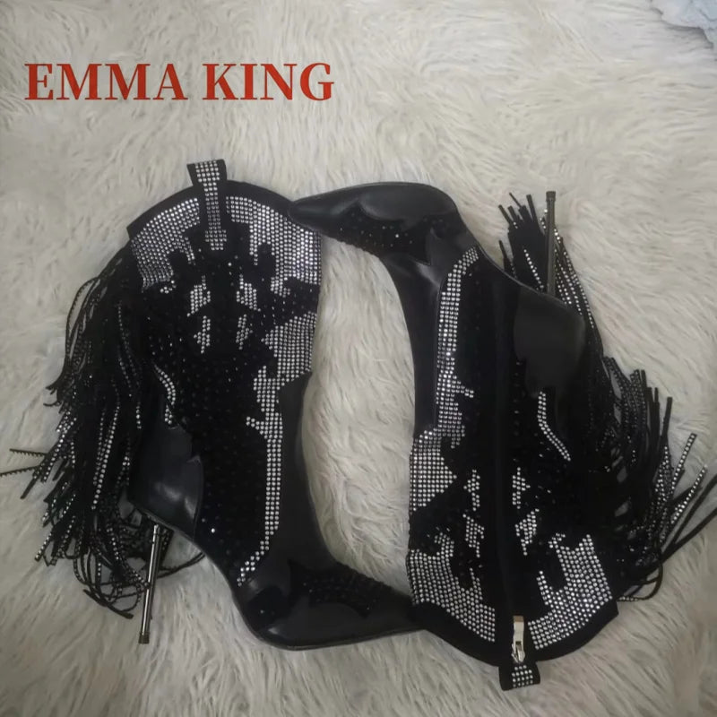 Embellished Rhinestone Over The Knee Boots For Women