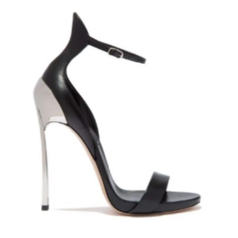 Sequin Open Toe Ankle Strap Stiletto Heels for Women