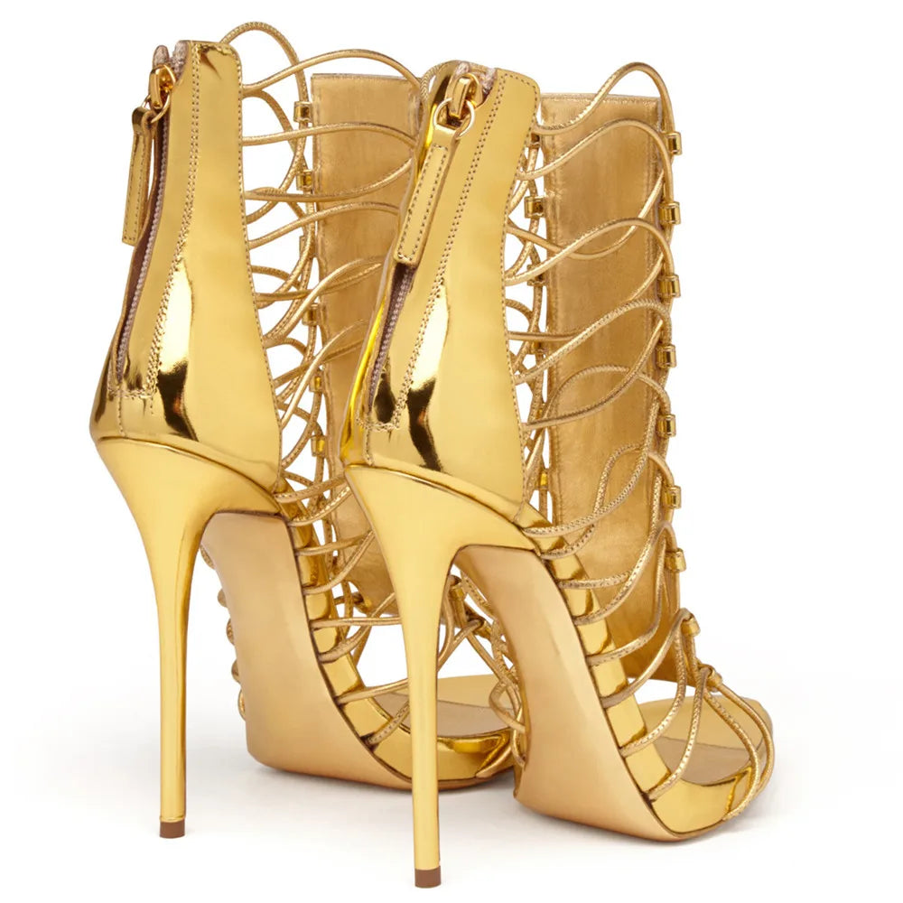 Rhinestone Patent Leather Thin High Heels for Women