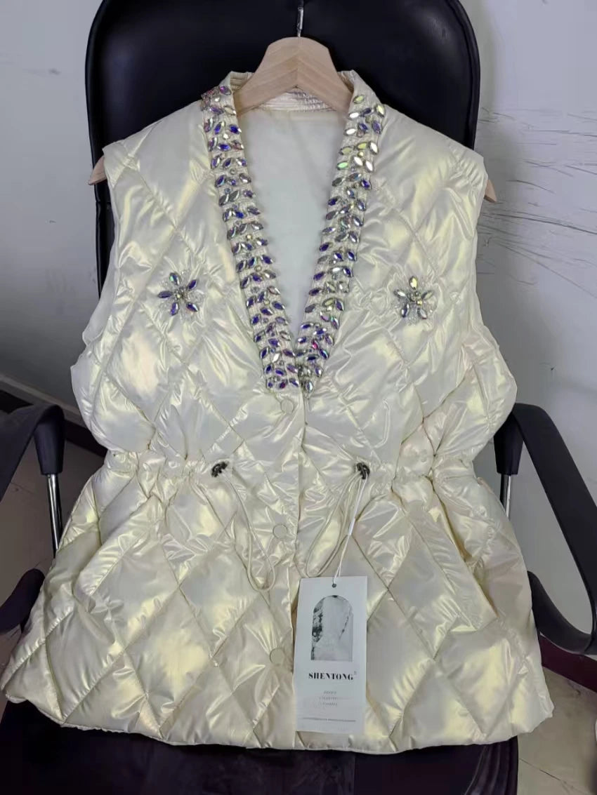 Real Photo Autumn Winter Cotton Padded Vest Jackets for Women Sleeveless Waistcoat Ladies Outwears Vest Jacket Woman Clothes