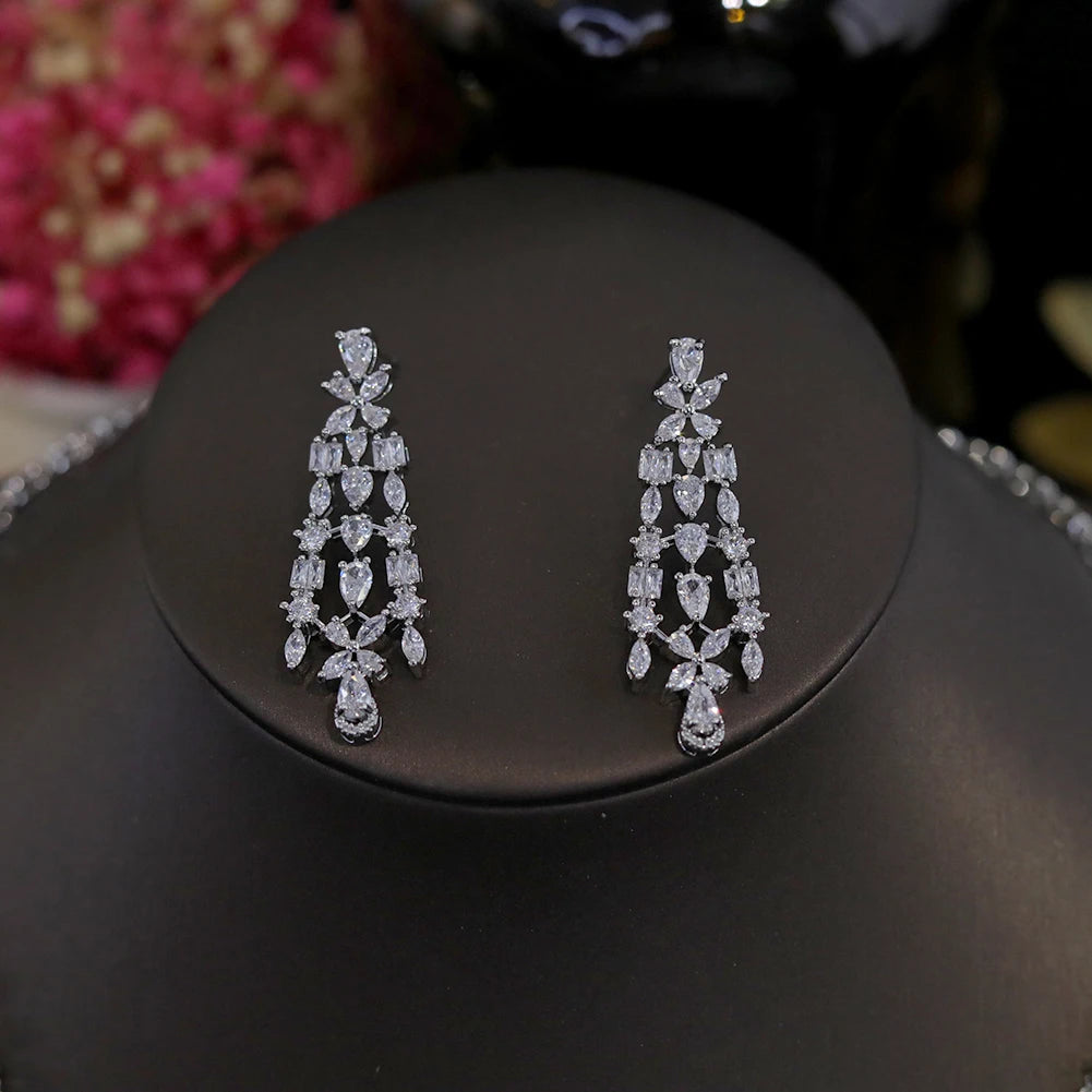 Elegant Water Drop Shape Crystal Jewelry Set For Women