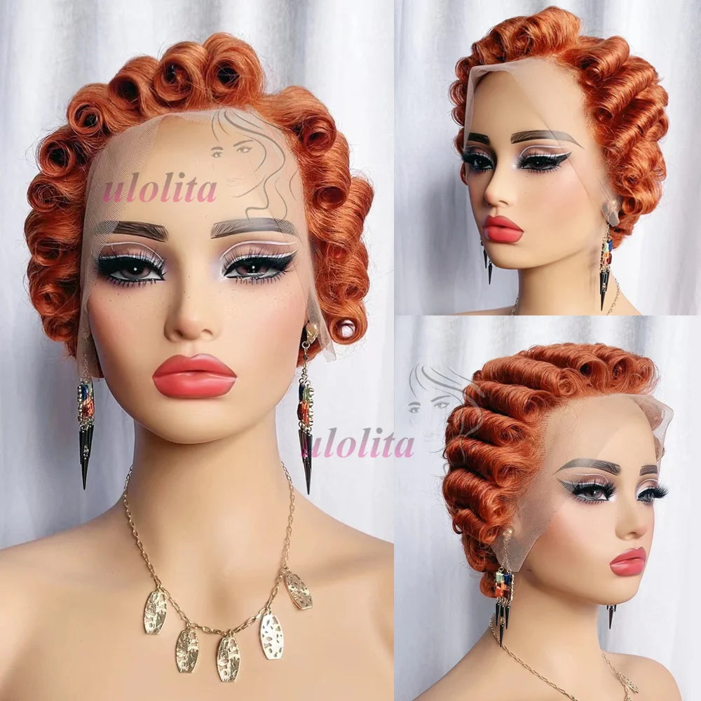 Chocolate Brown Pixie Cut Lace Front Human Hair Wig for Women
