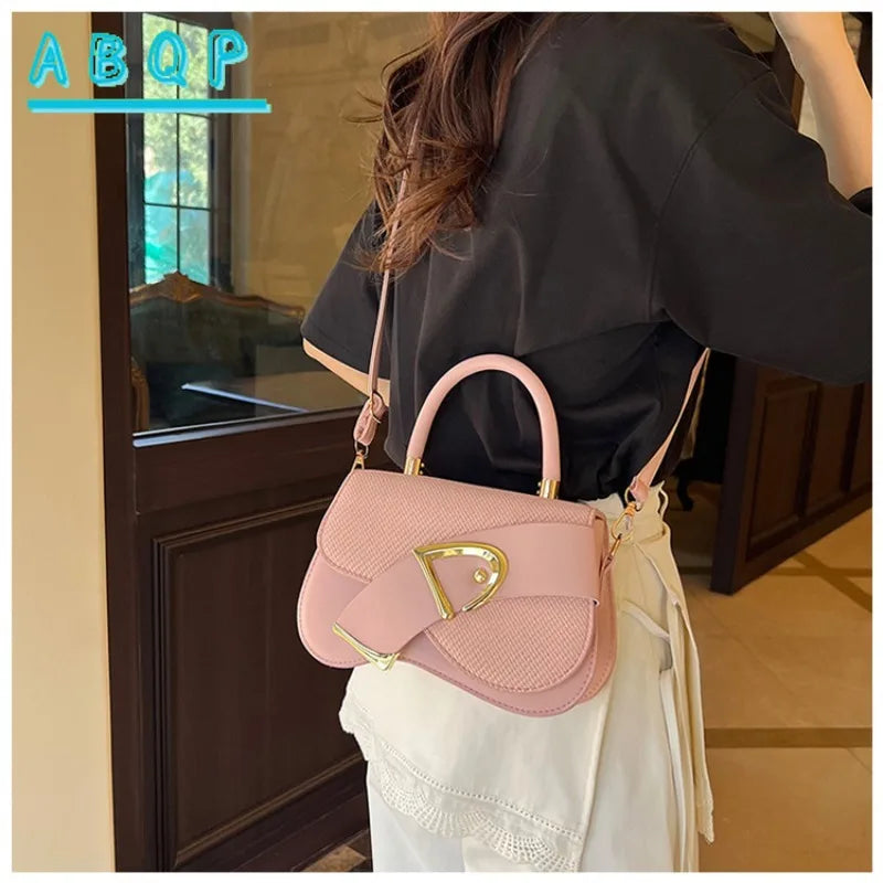 Women's Elegant Minimalist Shoulder Bag Golden-Tone Hardware Adjustable Strap Formal Purse Durable Handbag Fashionable Tote
