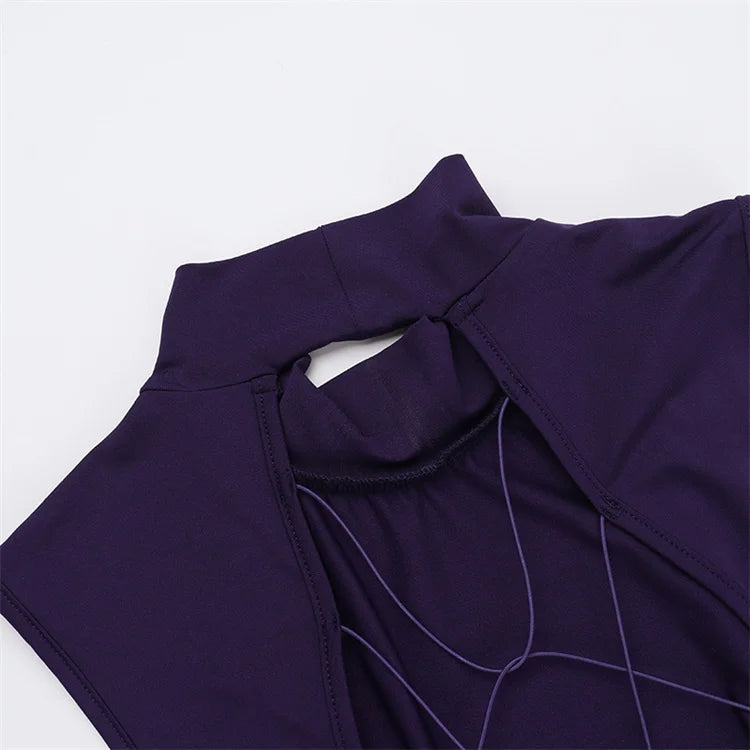 Backless Sleeveless Maxi Dress With High Collar for Women