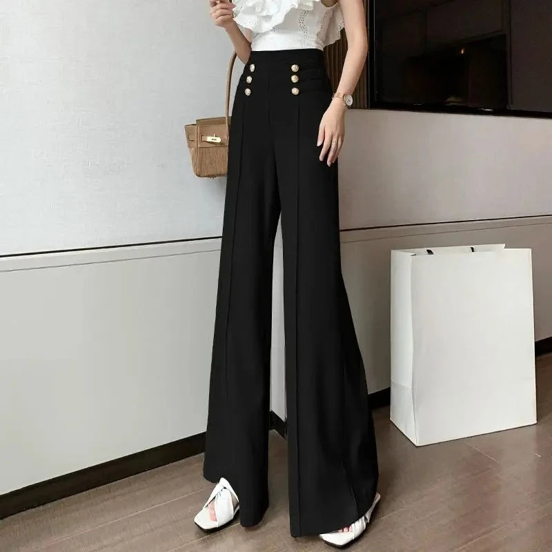 High Waist Female Trousers Elastic Classic Xxl Vintage Korean Fashion Chic and Elegant Aesthetic G 90s Women's Pants Wide Leg