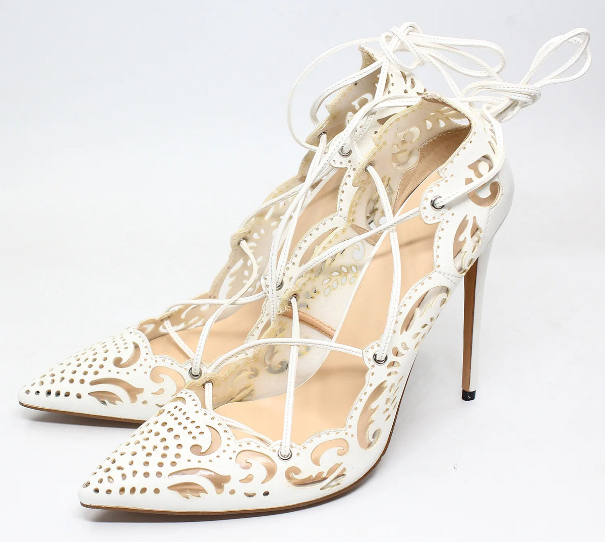 Pointed Toe Lace-Up Thin High Heel Pumps for Women