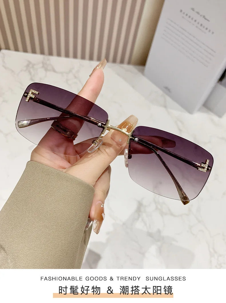 Rimless Square Fashion Sunglasses