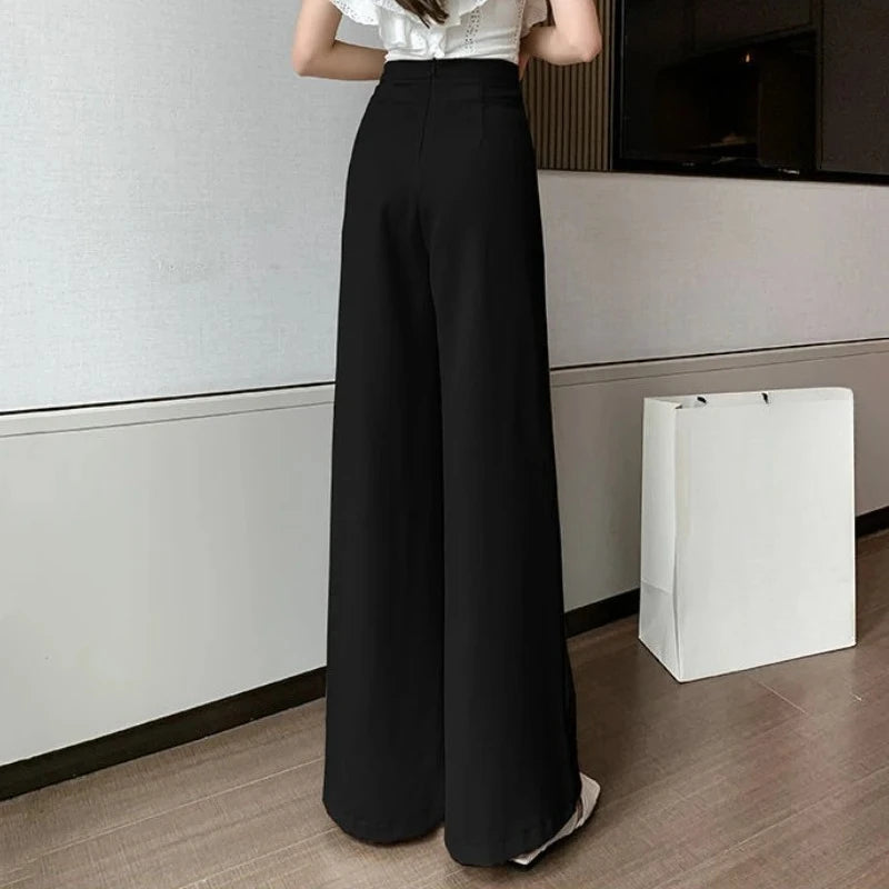 High Waist Female Trousers Elastic Classic Xxl Vintage Korean Fashion Chic and Elegant Aesthetic G 90s Women's Pants Wide Leg