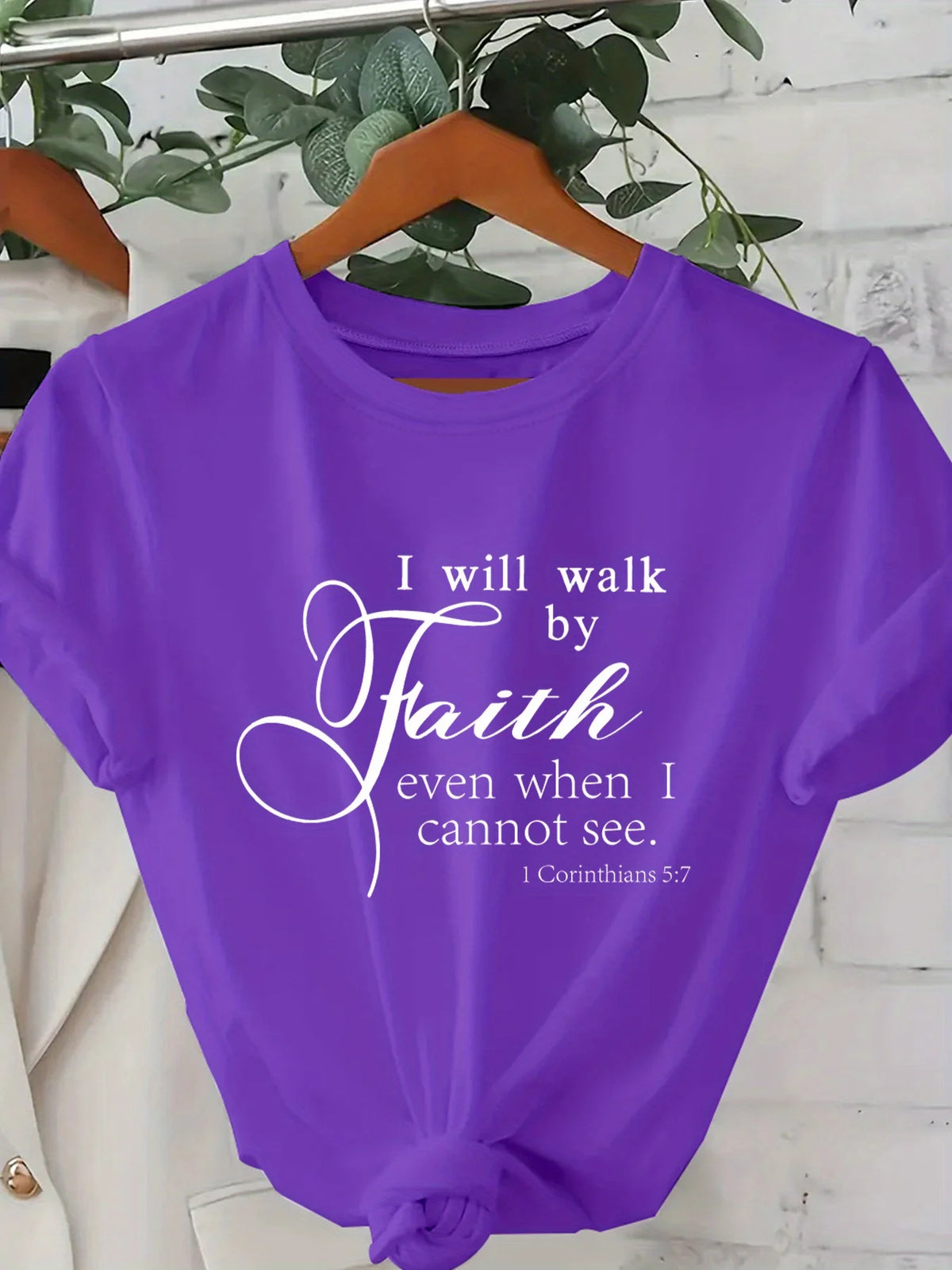 Walk By Faith Printed Pink Soft Casual Tee For Women