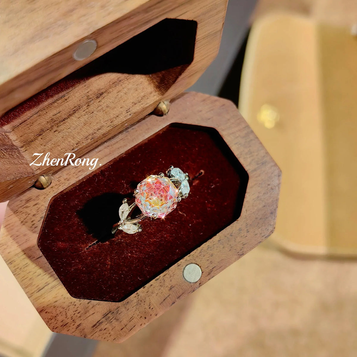 Rose Flower Cubic Zirconia Pendant Jewelry Set for Women