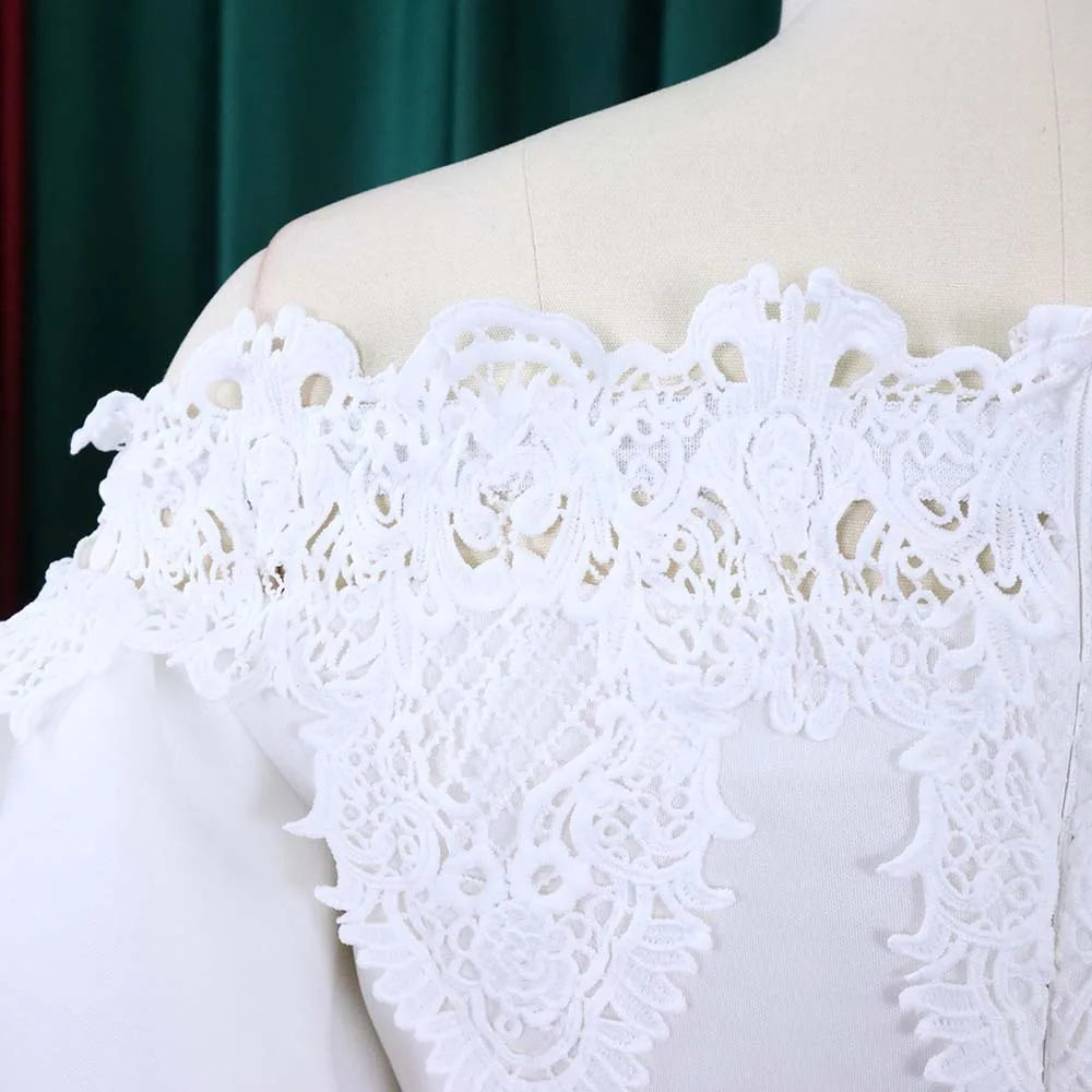 Elegant Dresses for Woman Off the Shoulder Lantern Sleeve Lace Patchwork Sheath Package Hips Ankle Length Luxury Birthday Dress
