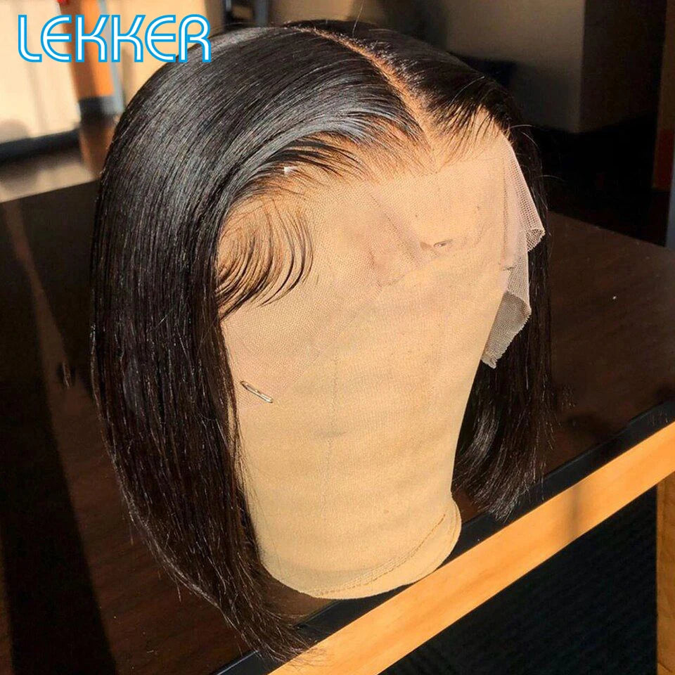 Short Blonde Straight Pixie Cut Lace Front Human Hair Wig for Women