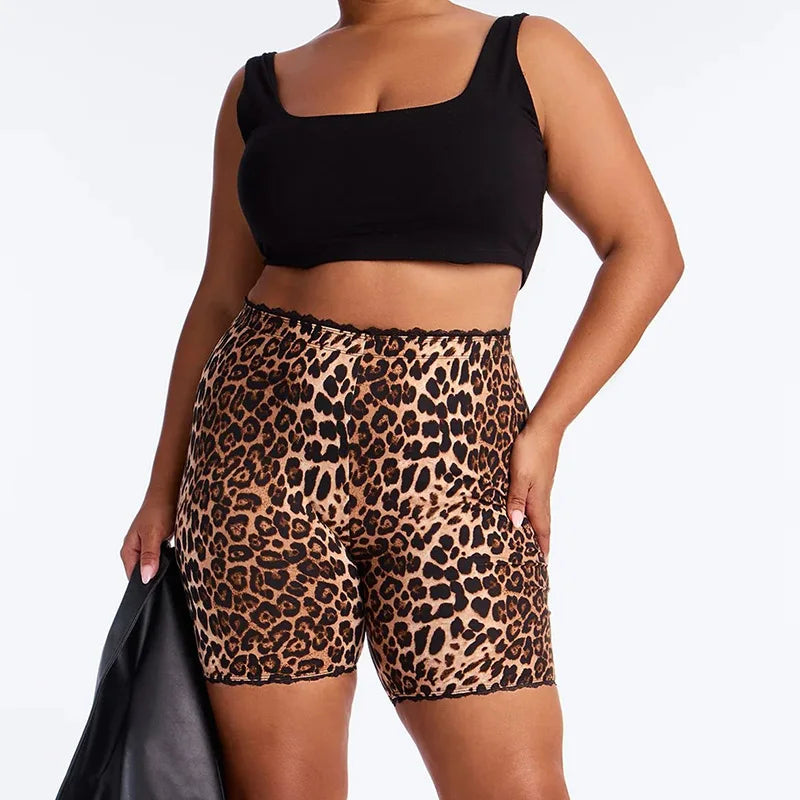 Polka Dot Lace Edge Stretchy Moto Biker Shorts for Women