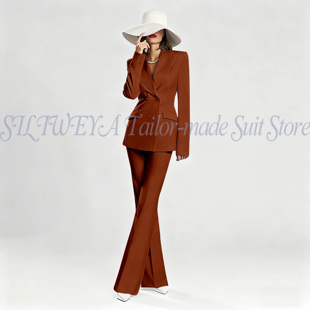 Slim Fit Double Breasted Blazer Suit Set for Women