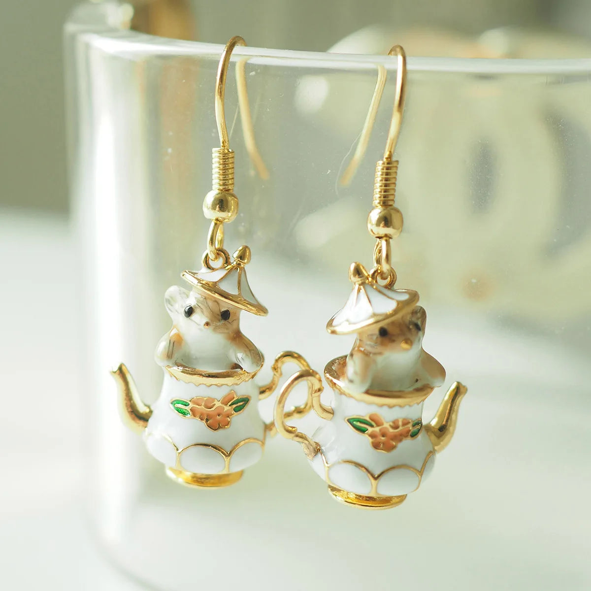 Cute Chipmunk Pendant Necklace and Earring Set for Women