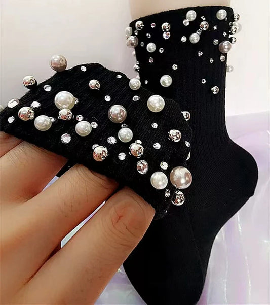 Beaded Stitch Cotton Socks