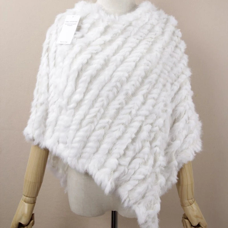 Rabbit Fur Knit Shawl Coat