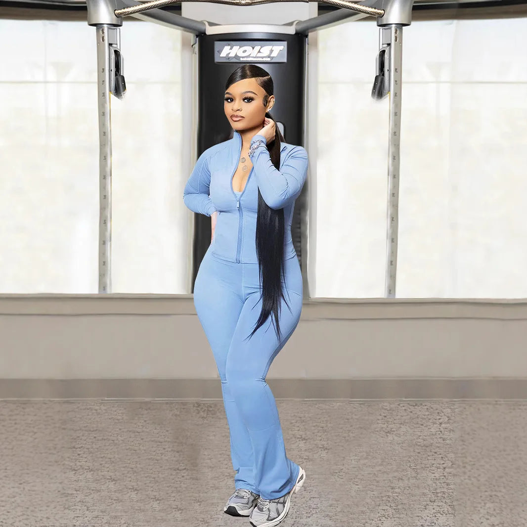 Zip Jacket And High Waist Jogger Set