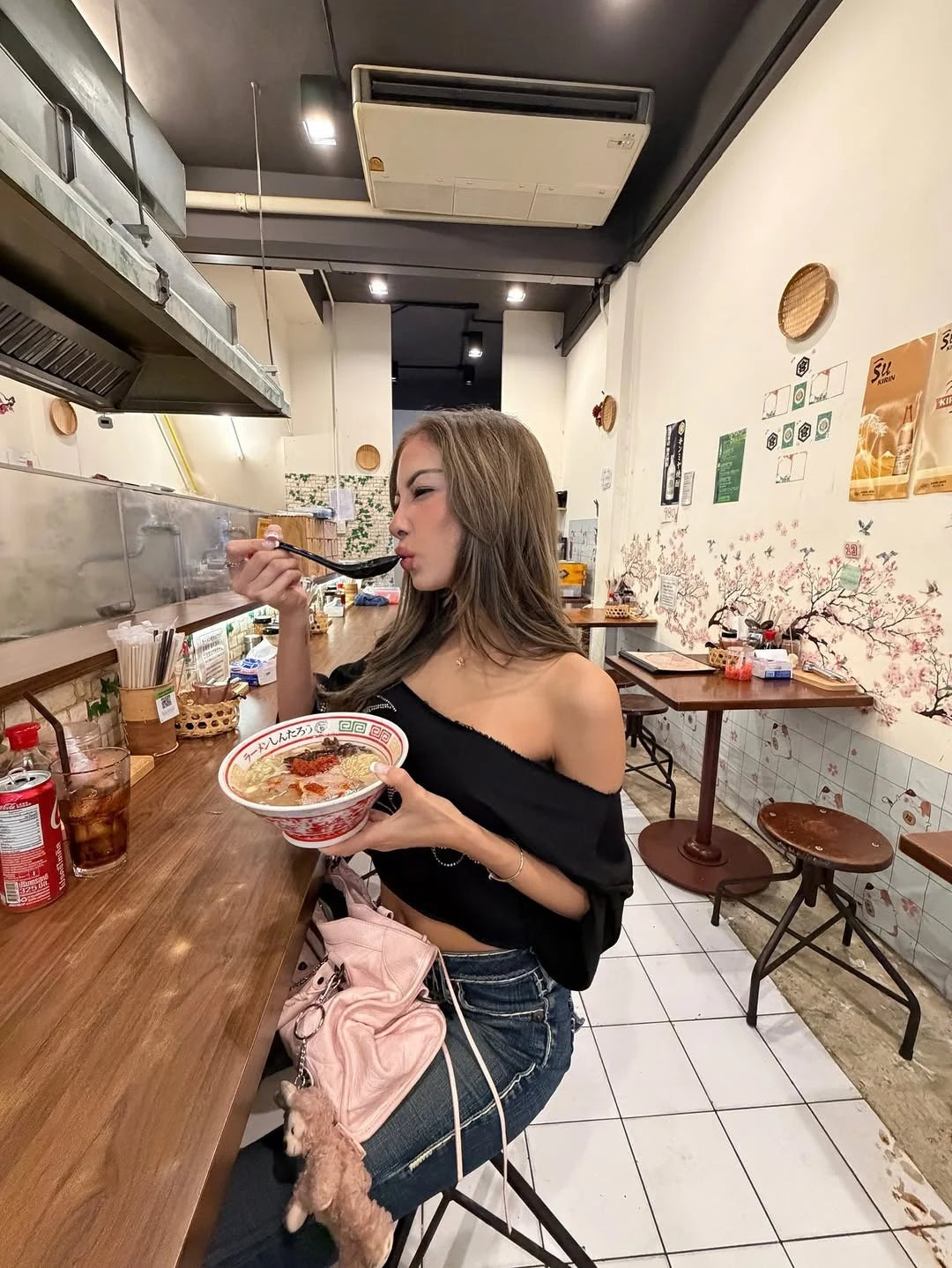 Rhinestone Letter Off Shoulder Cropped Tee for Women