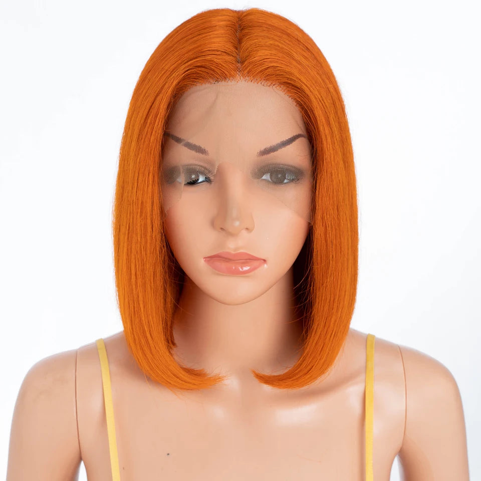 Short Straight Highlight Blonde Lace Front Bob Wig for Women