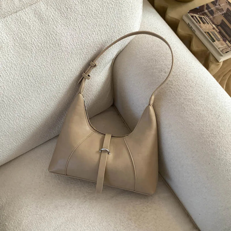 Solid Color Faux Leather Hobo Shoulder Bag for Women