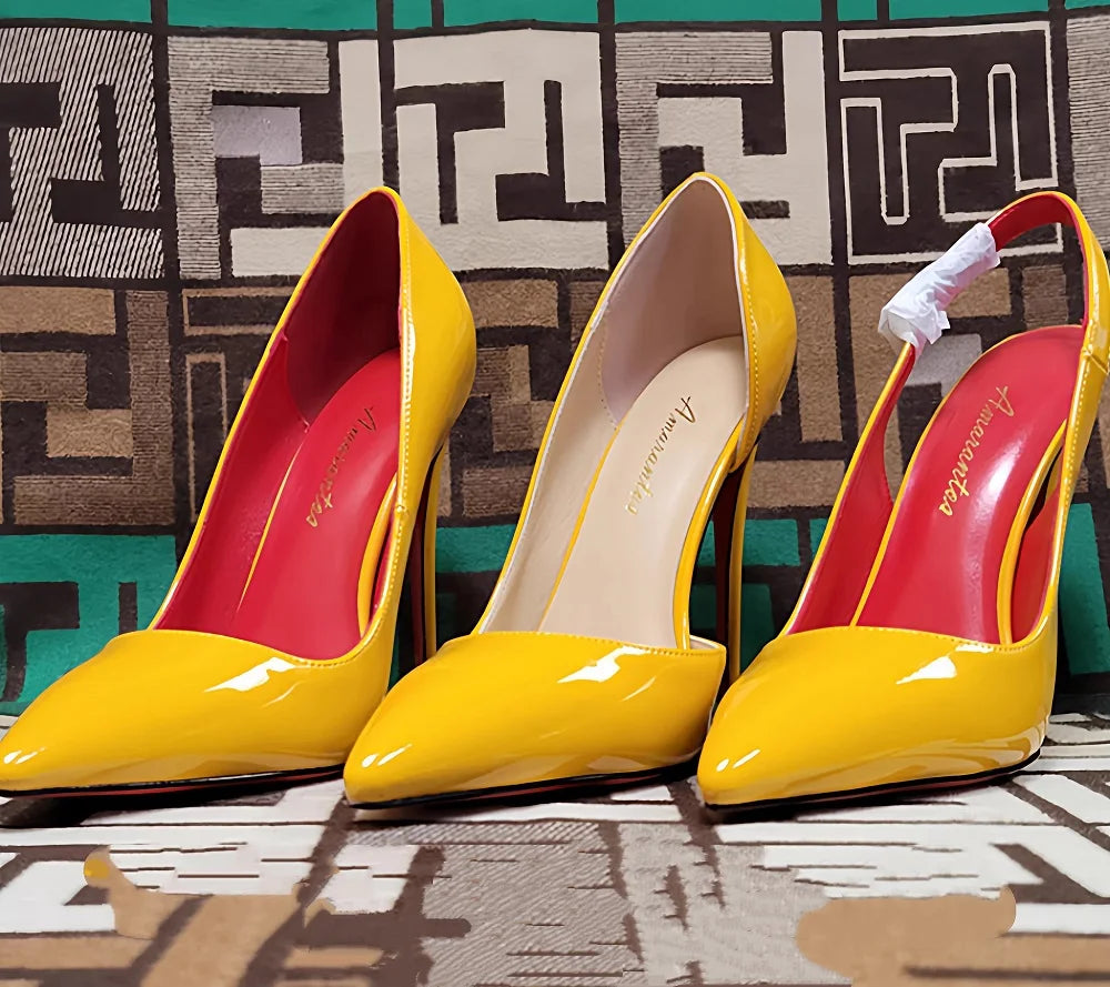 Pointed Toe Patent Leather Stiletto Heels for Women