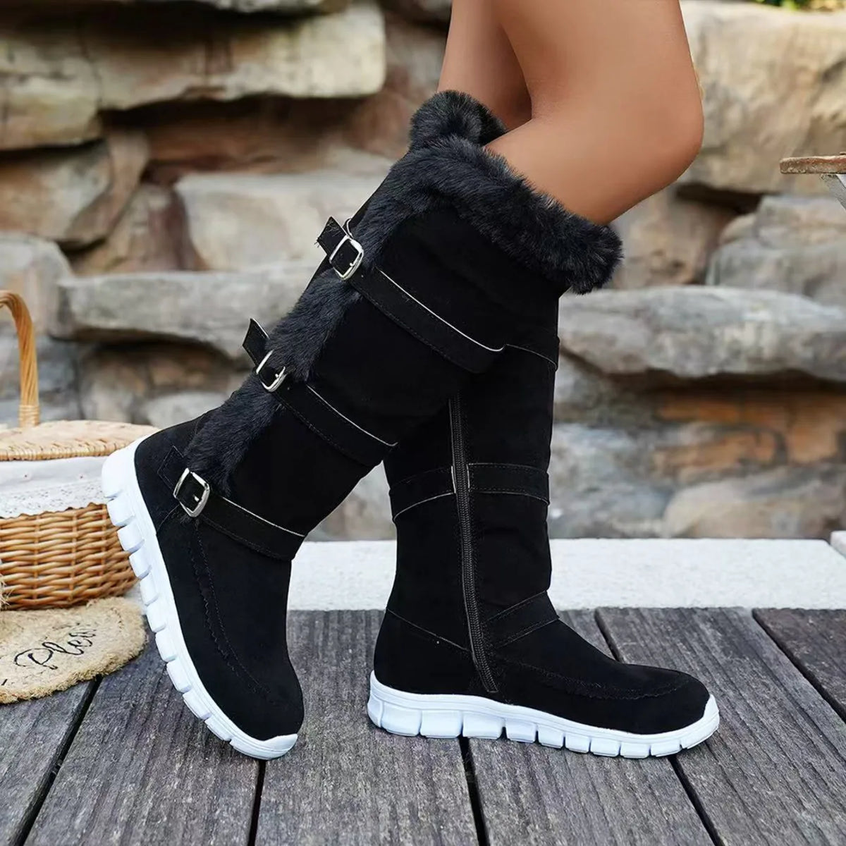Comfortable Plush Warm Slip On Ankle Boots for Women