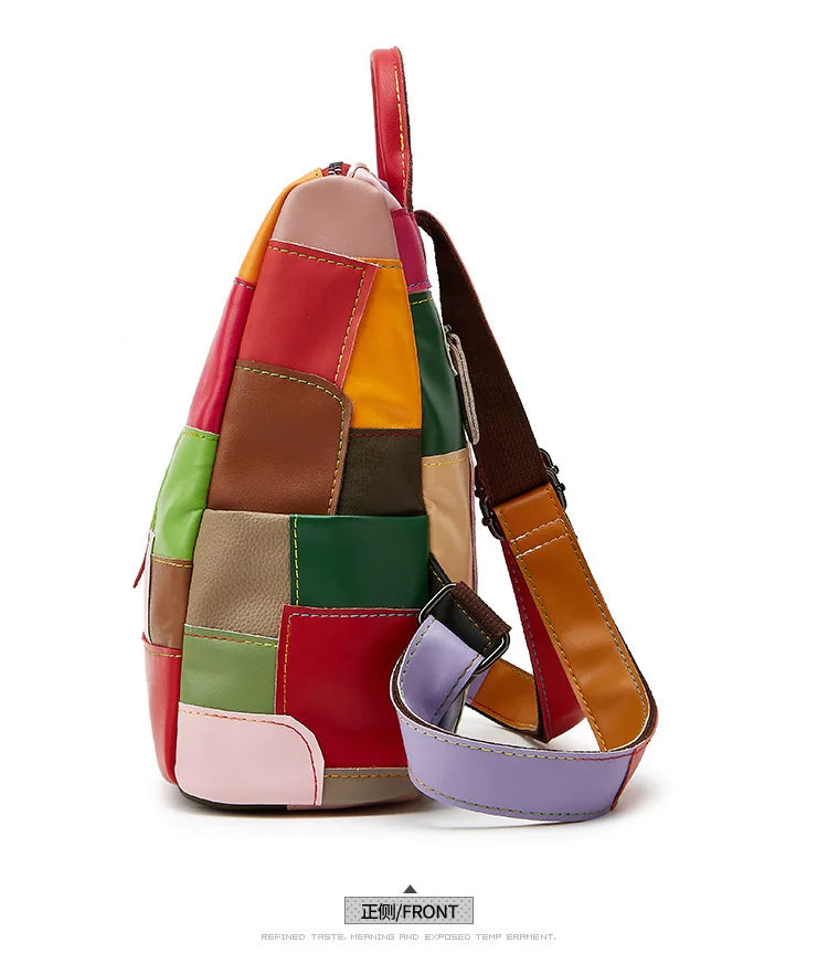Large Capacity Internal Backpack Fashion Color Splicing Irregular Backpacks Outdoor Daily Handbag Casual Female Bag