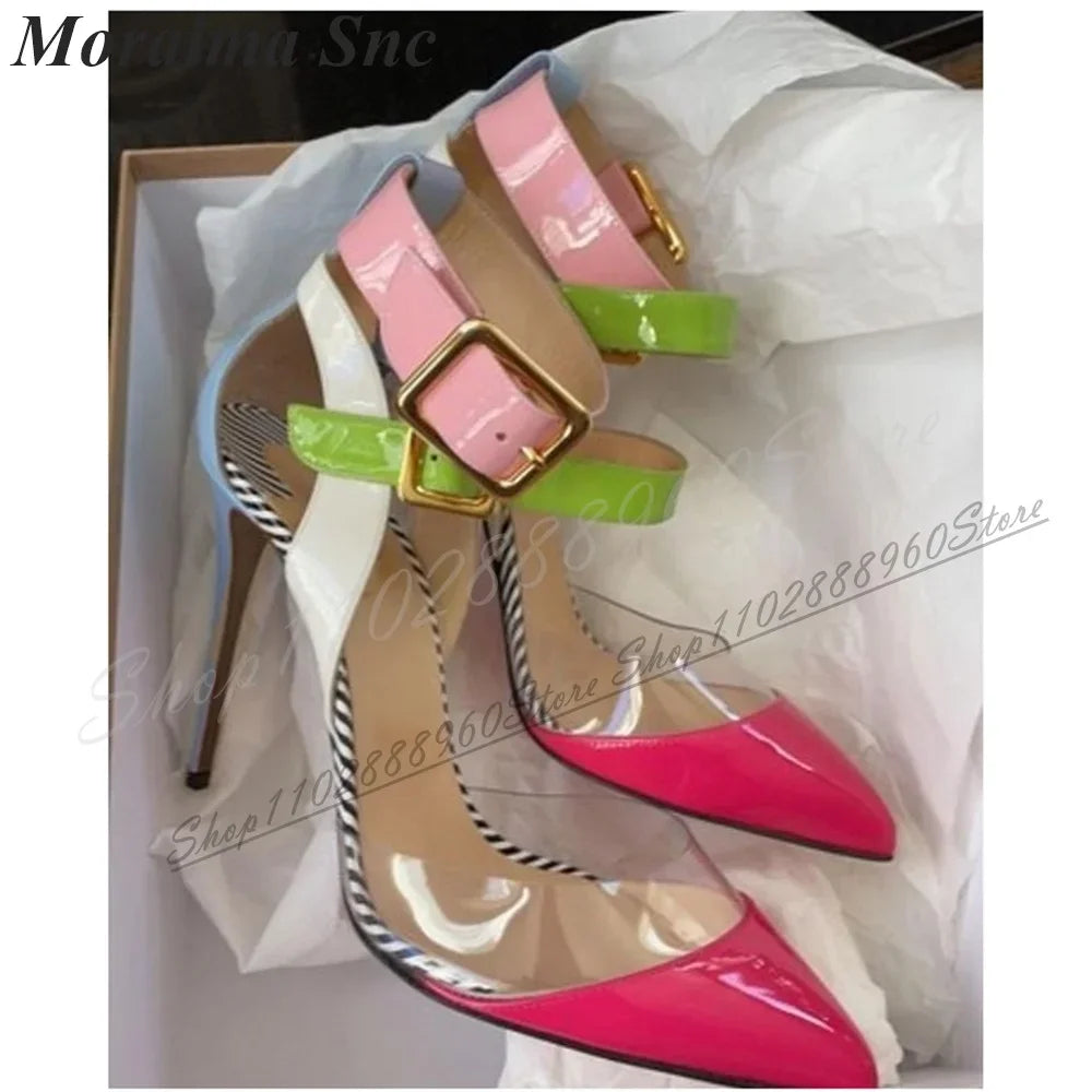 Stylish Pointed Toe Ankle Strap Sandals with Thin Heel for Women