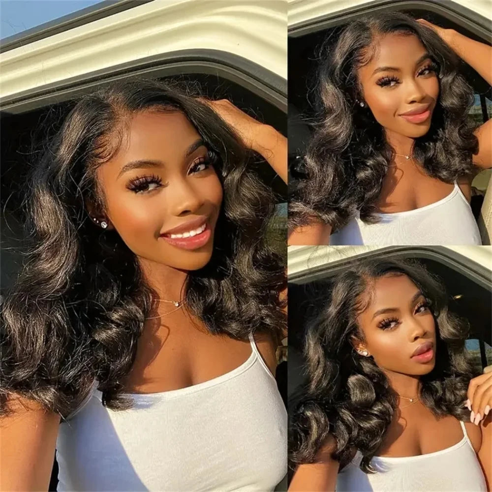 Body Wave Short Bob Human Hair Lace Front Wig for Women