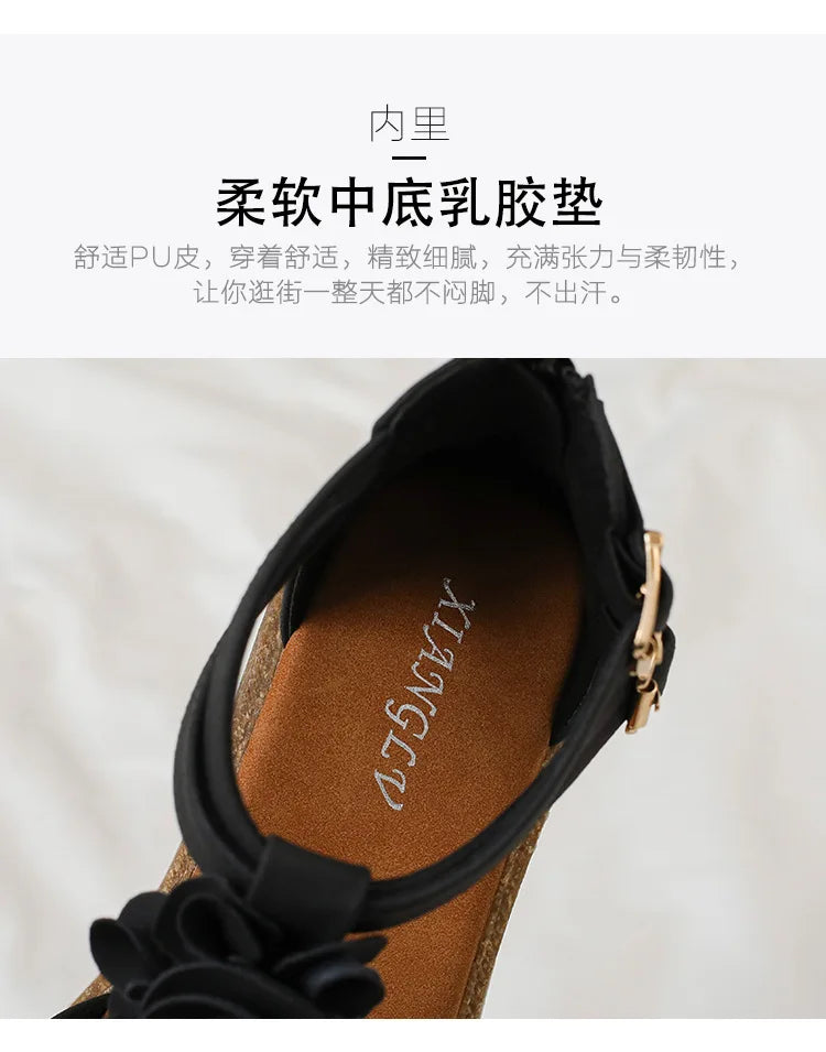 Strappy Bohemian Floral Printed Flat Sandals for Women