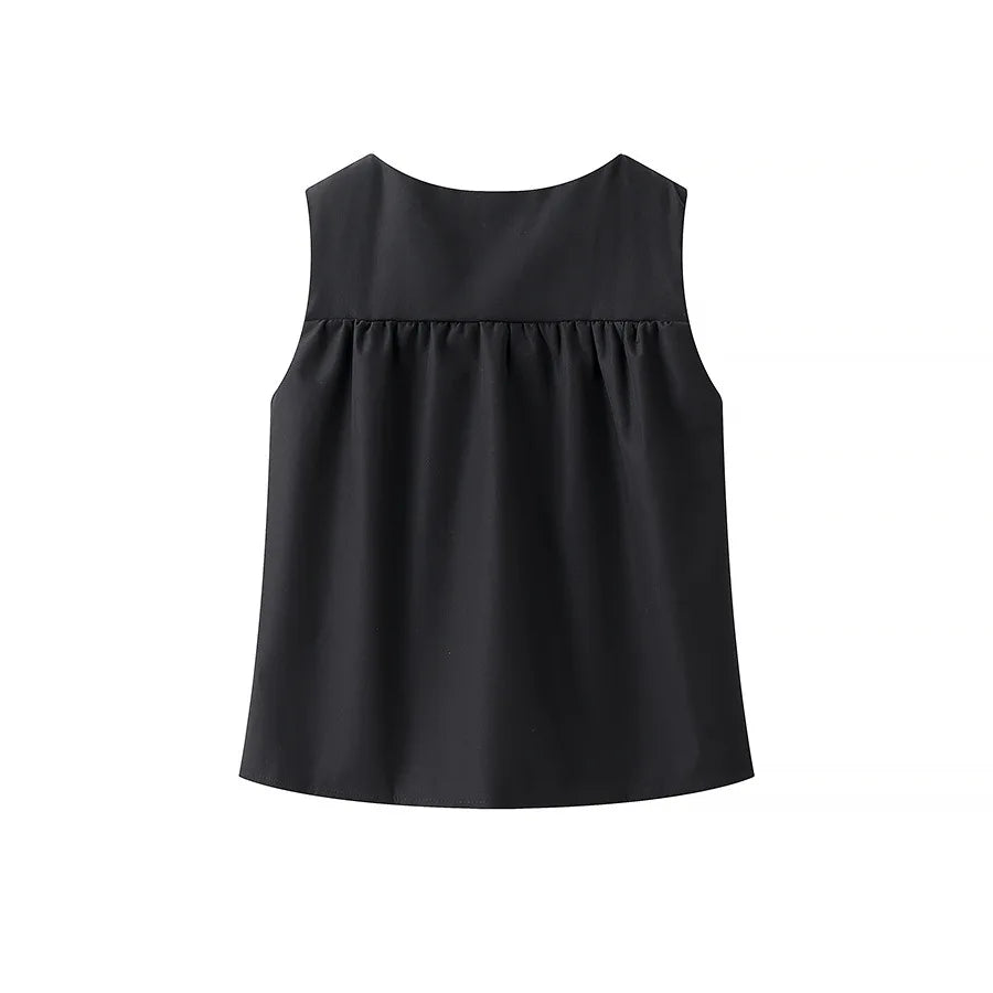 Versatile Casual Sleeveless Spliced Shirt for Women
