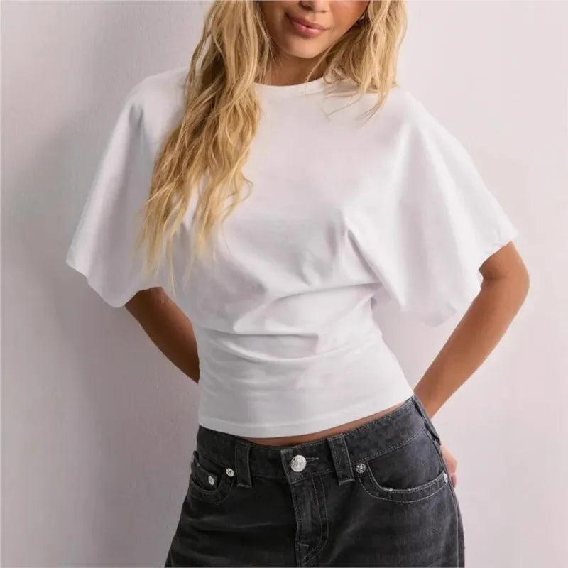Solid Color Round Neck T Shirt
