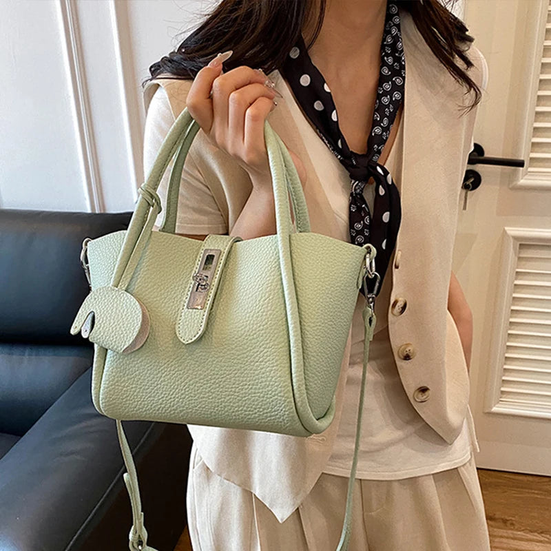 Fashion Design Women Bucket Bag Brand Trendy Basket Bag Versatile Simple Solid Color Texture Women's Bag Shoulder Crossbody Bag