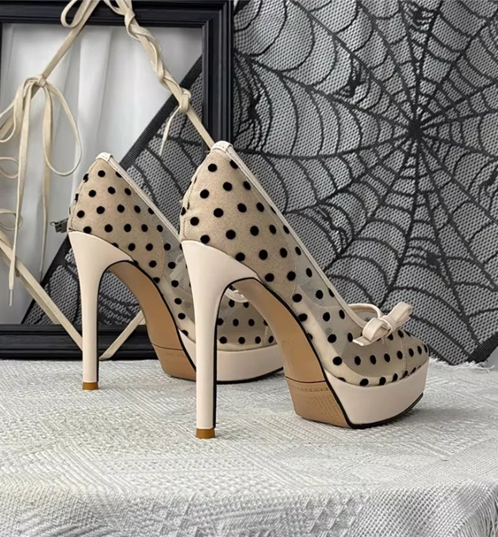Polka Dot Bow Accent Pumps