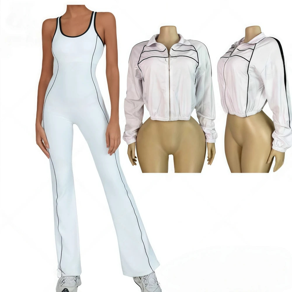Casual Two Piece Jacket And Jumpsuit Set for Women