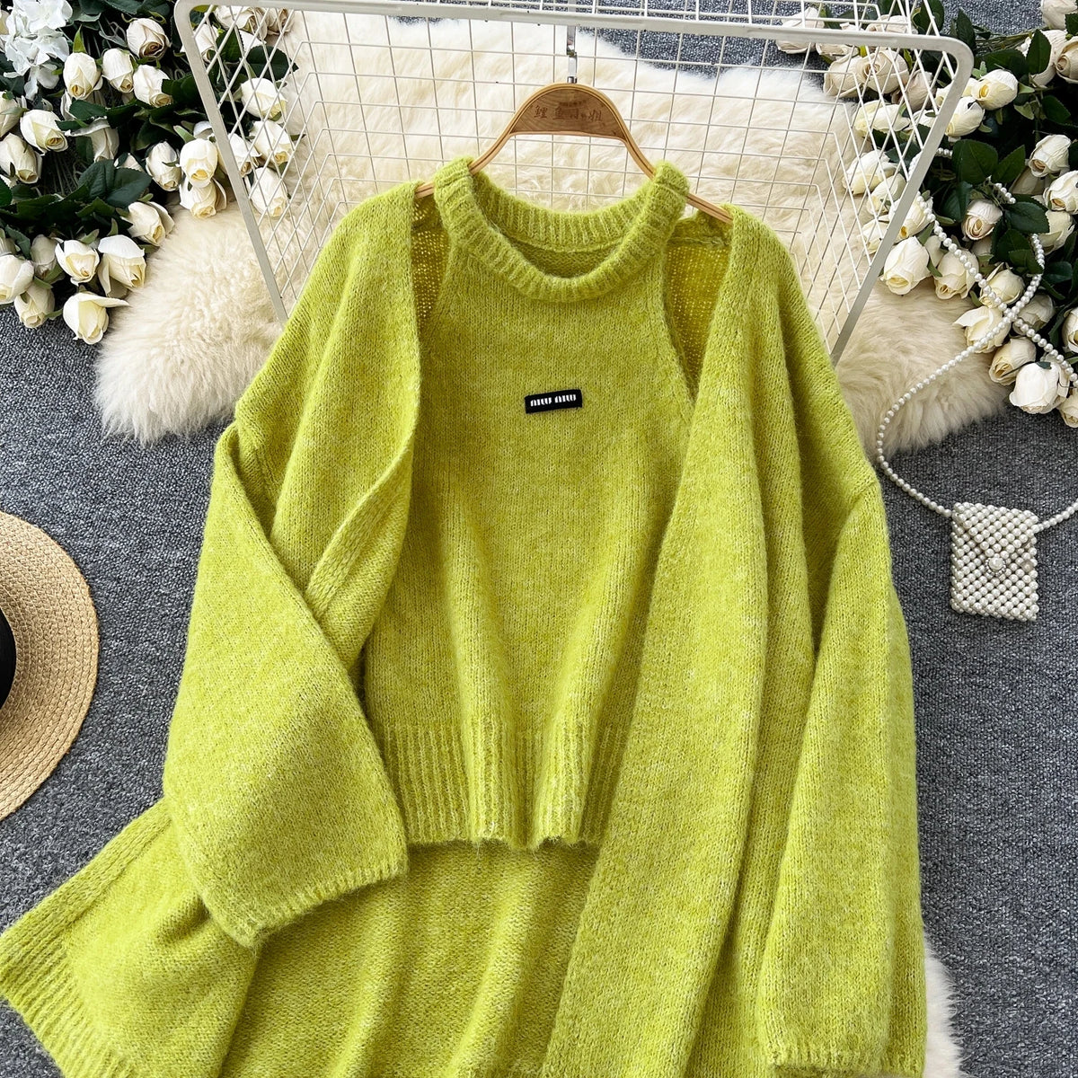 Long Sleeve Cardigan and Knit Tank Top Set for Women