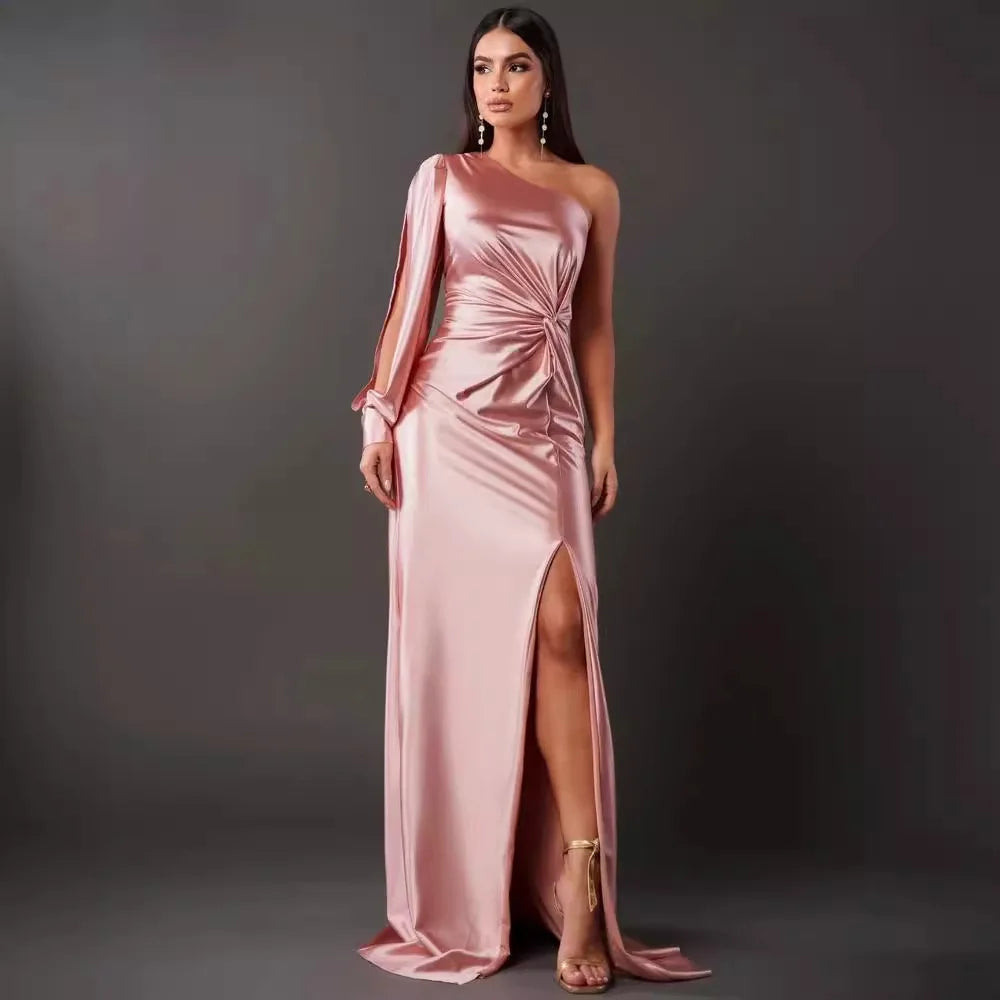 Elegant One Shoulder Backless Maxi Dress for Women