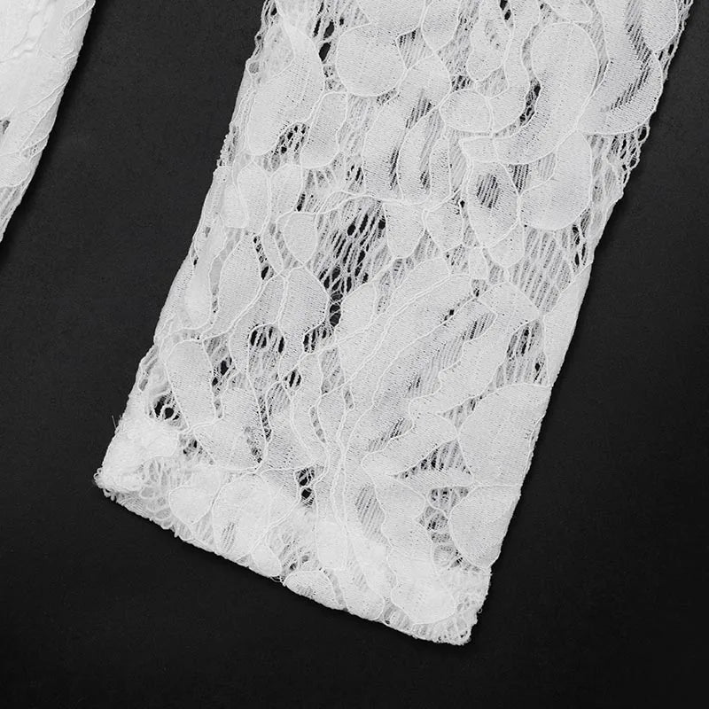 Elegant Sheer Lace Long Sleeve Skinny Jumpsuit for Women