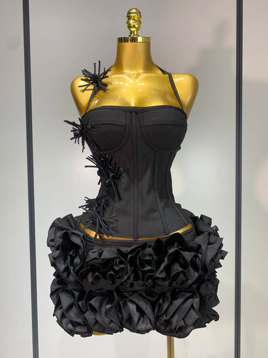 Women Sexy Halter Prom Gown Fashion Celebrity Club Party Two Piece Set Cocktail Elegant Luxury Birthday Party Bandage Outfit