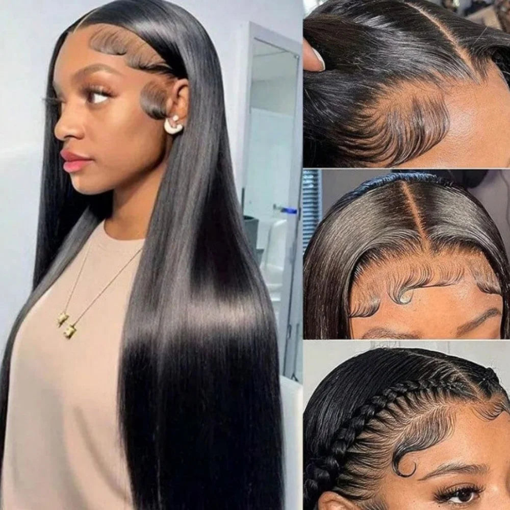 Long Bone Straight Glueless Lace Front Human Hair Wig For Women