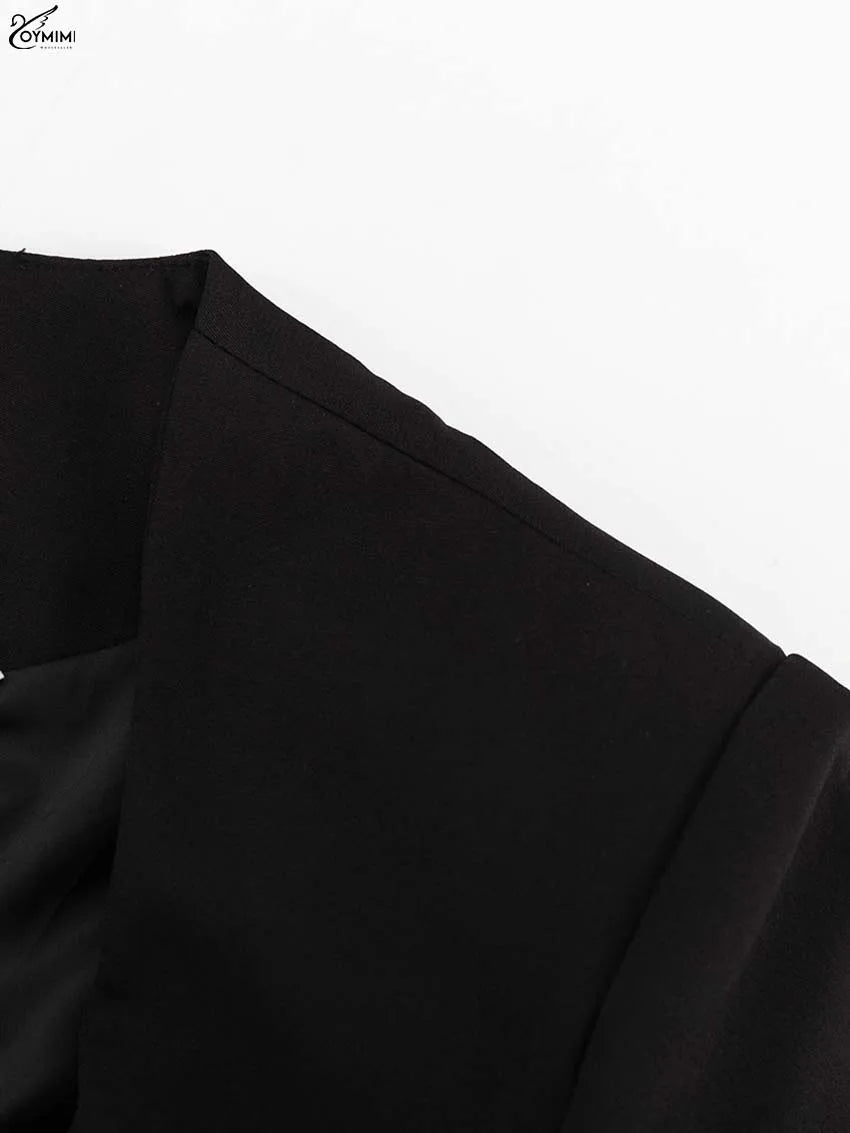 Oymimi Elegant Black Woman 2 Piece Set Outfit Fashion Square Neck Long Sleeve Button Shirts And Straight Ankle-Length Skirts Set