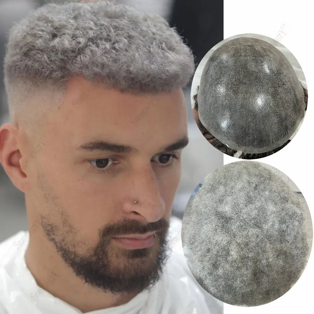 Afro Curly Human Hair Toupee Replacement for Women