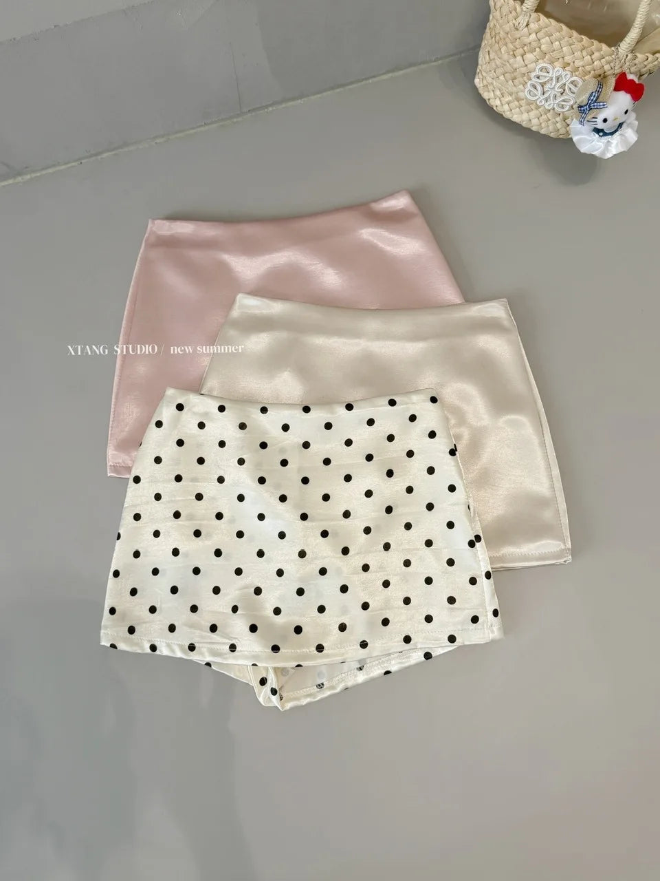 Vintage Polka Dot High Waisted Mini Skirt for Women