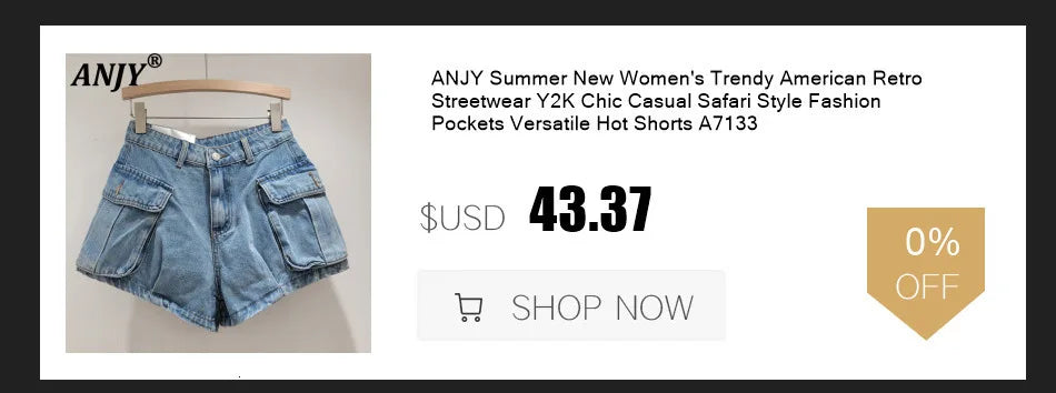 ANJY Summer New Women American Retro Streetwear Camouflage Three-dimensional Pocket Cargo Jeans Casual Trendy Denim Shorts A7672