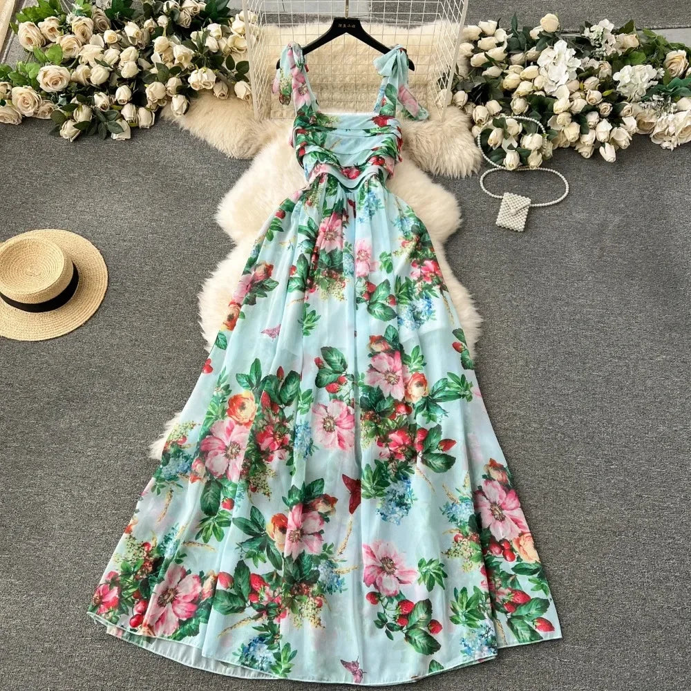 Elegant Floral Off Shoulder A Line Dress for Women